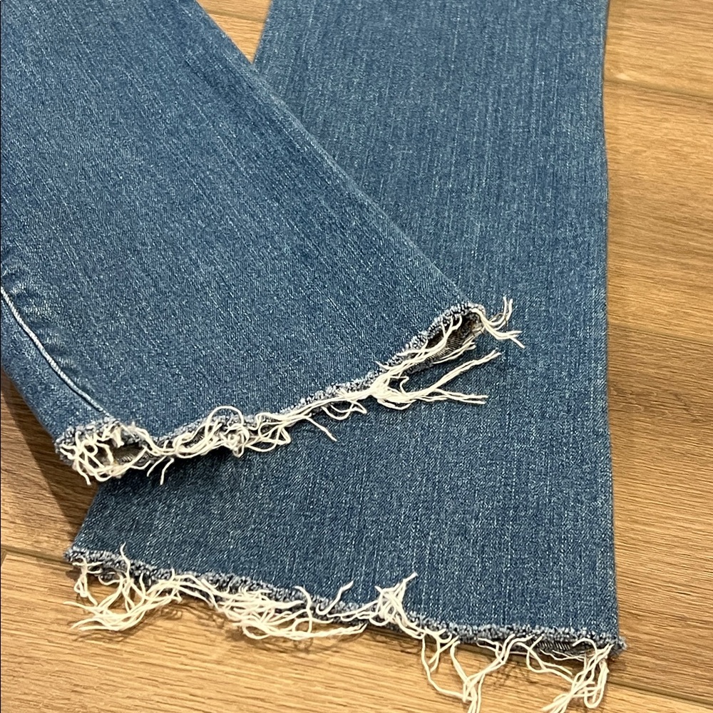 Madewell Mid-Rise Kick Out Jeans Frayed Cuffs Size 25 Waist Flare Cropped - Picture 14 of 14